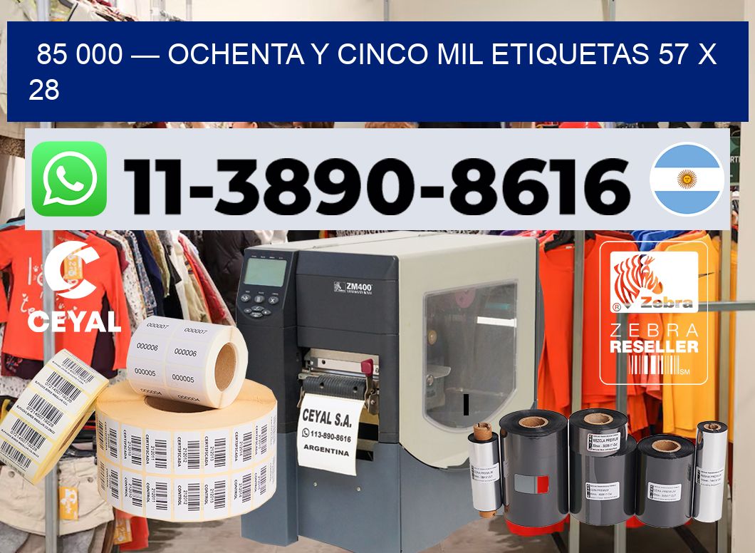 85 000 — ochenta y cinco mil etiquetas 57 x 28