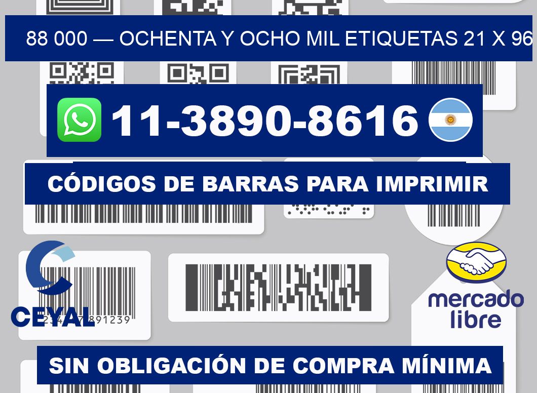 88 000 — ochenta y ocho mil etiquetas 21 x 96
