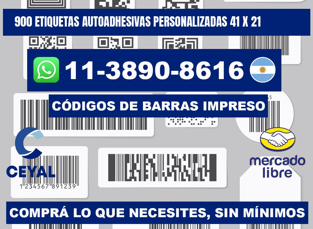900 Etiquetas autoadhesivas personalizadas 41 x 21