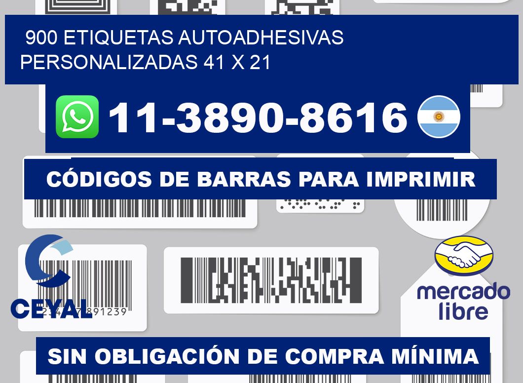 900 Etiquetas autoadhesivas personalizadas 41 x 21