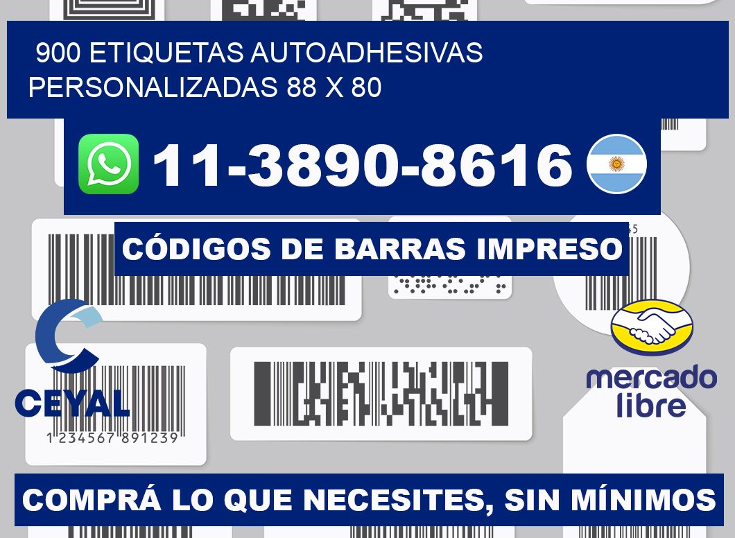 900 Etiquetas autoadhesivas personalizadas 88 x 80