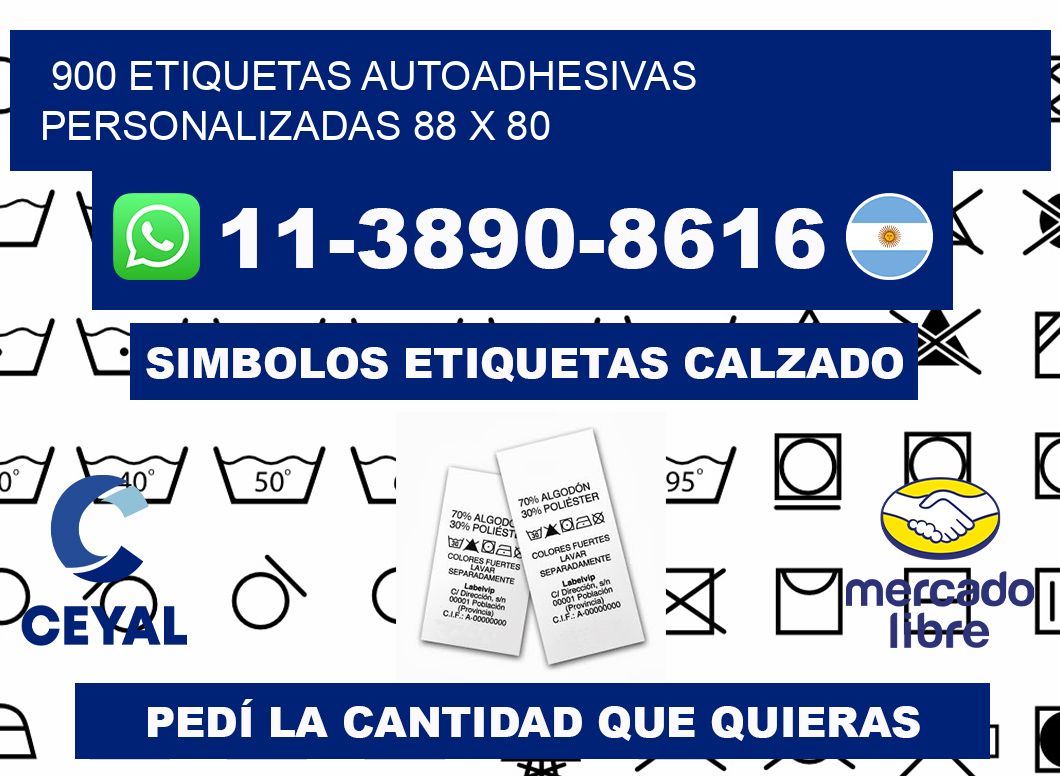 900 Etiquetas autoadhesivas personalizadas 88 x 80