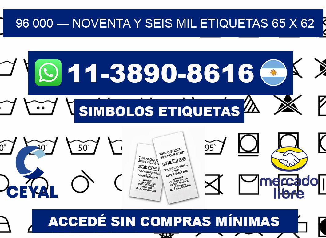 96 000 — noventa y seis mil etiquetas 65 x 62