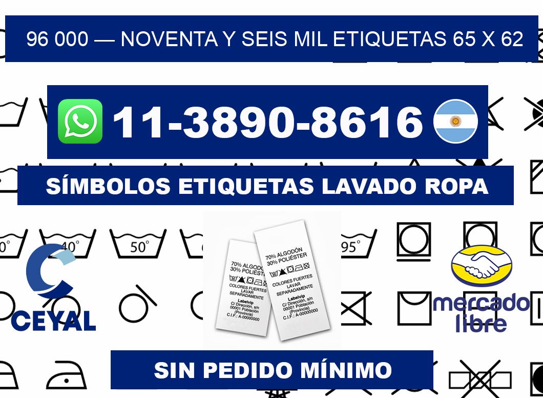 96 000 — noventa y seis mil etiquetas 65 x 62