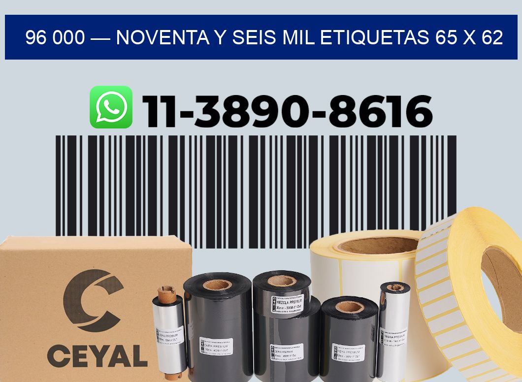 96 000 — noventa y seis mil etiquetas 65 x 62