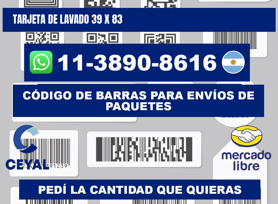 Tarjeta de lavado 39 x 83