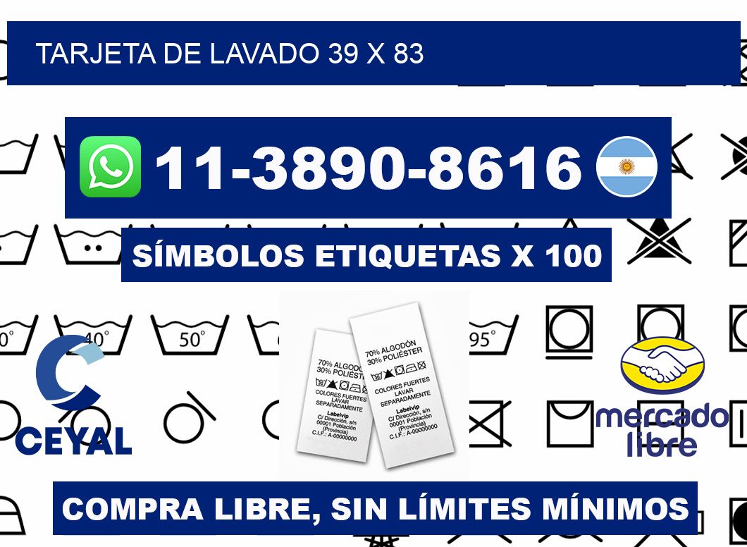 Tarjeta de lavado 39 x 83