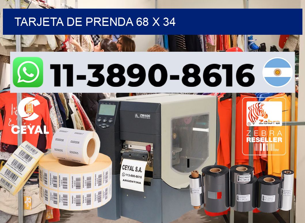 Tarjeta de prenda 68 x 34