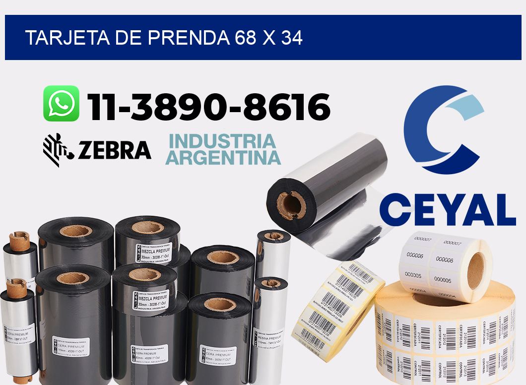 Tarjeta de prenda 68 x 34