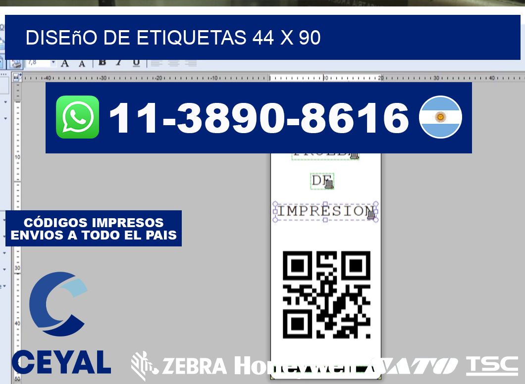 diseño de etiquetas 44 x 90