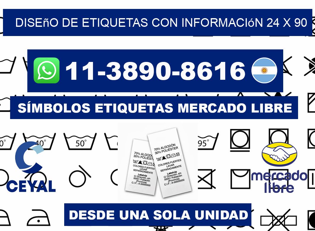 diseño de etiquetas con información 24 x 90