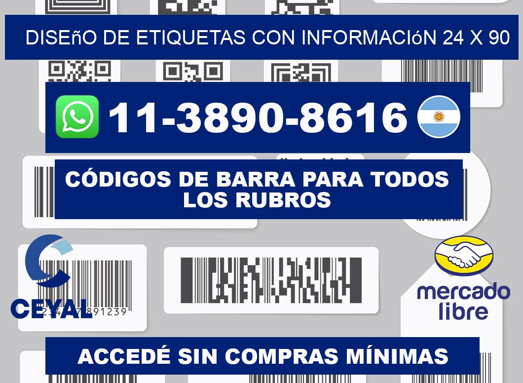 diseño de etiquetas con información 24 x 90