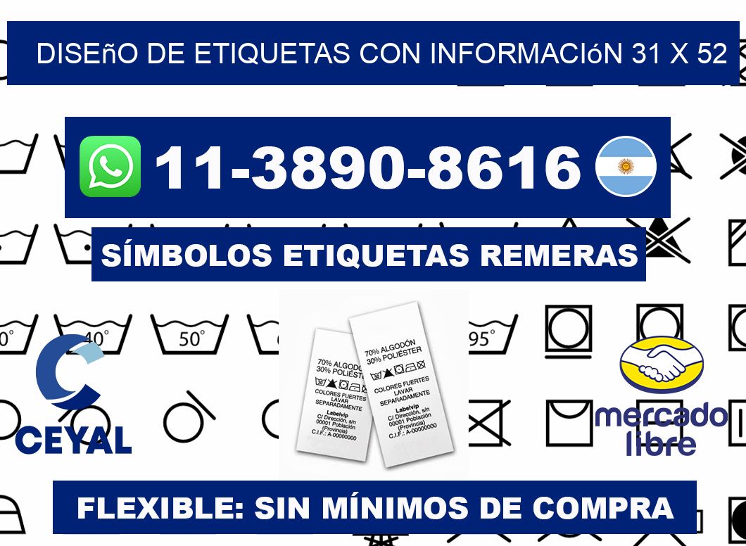 diseño de etiquetas con información 31 x 52
