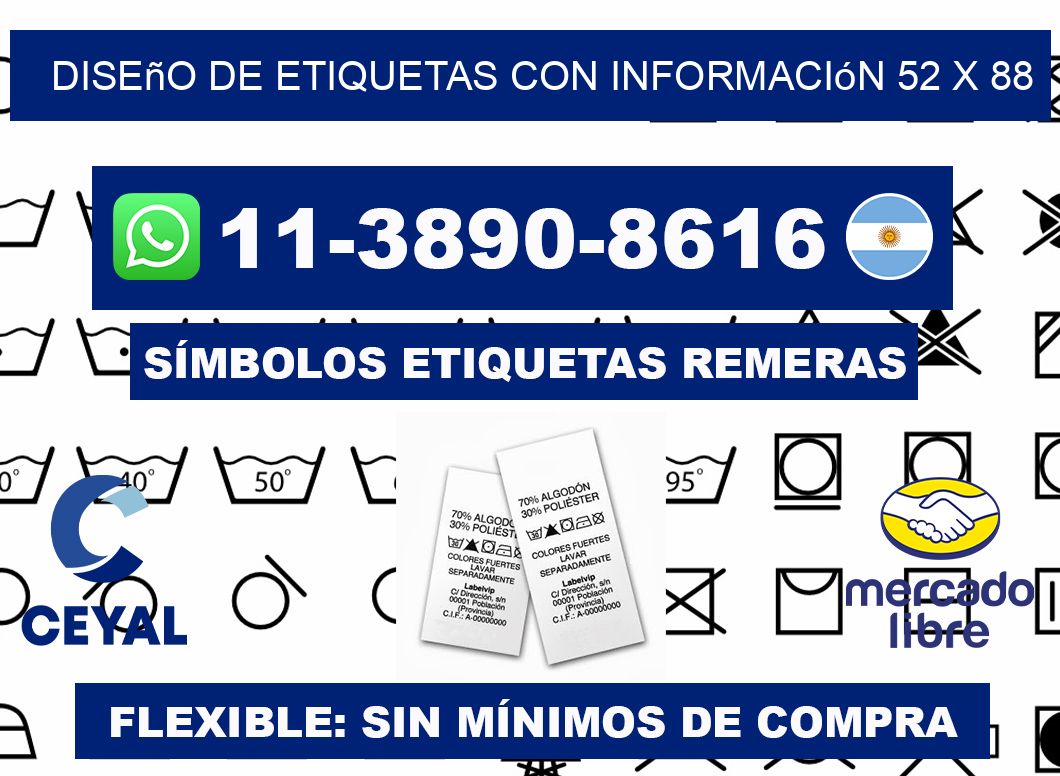 diseño de etiquetas con información 52 x 88