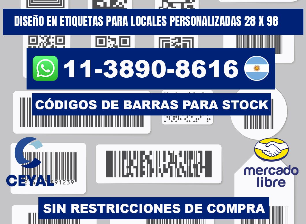 diseño en etiquetas para locales personalizadas 28 x 98