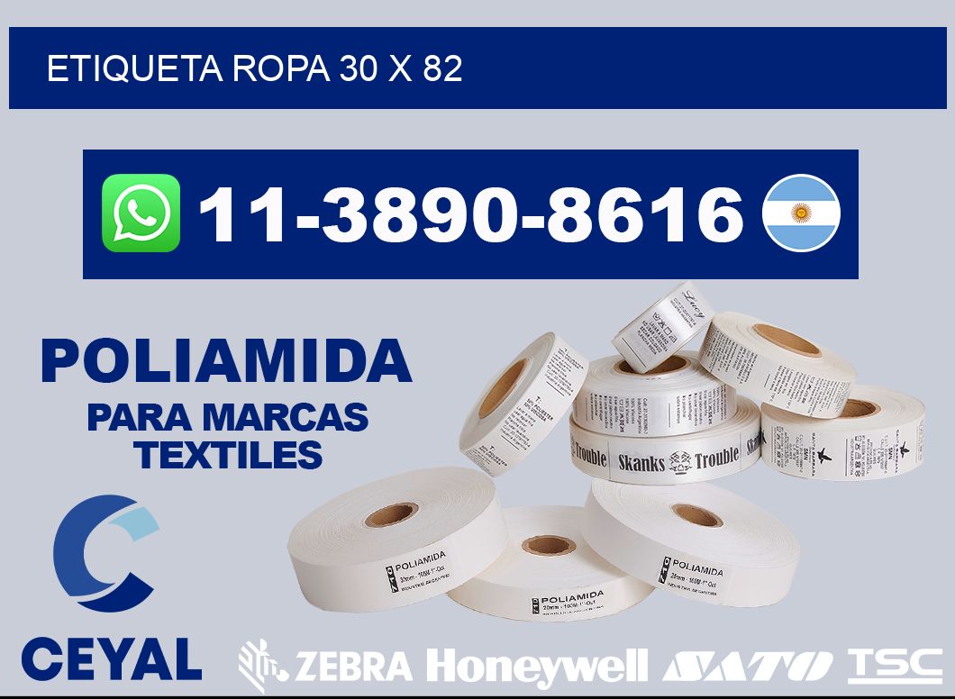 etiqueta ropa 30 x 82
