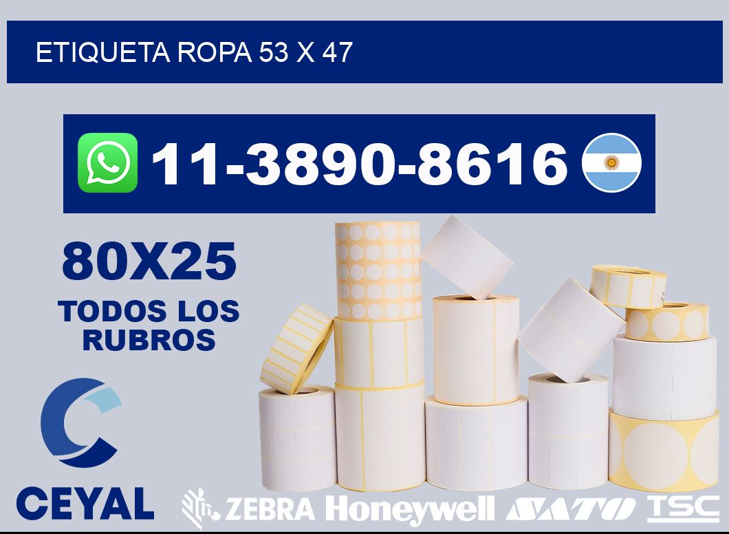 etiqueta ropa 53 x 47