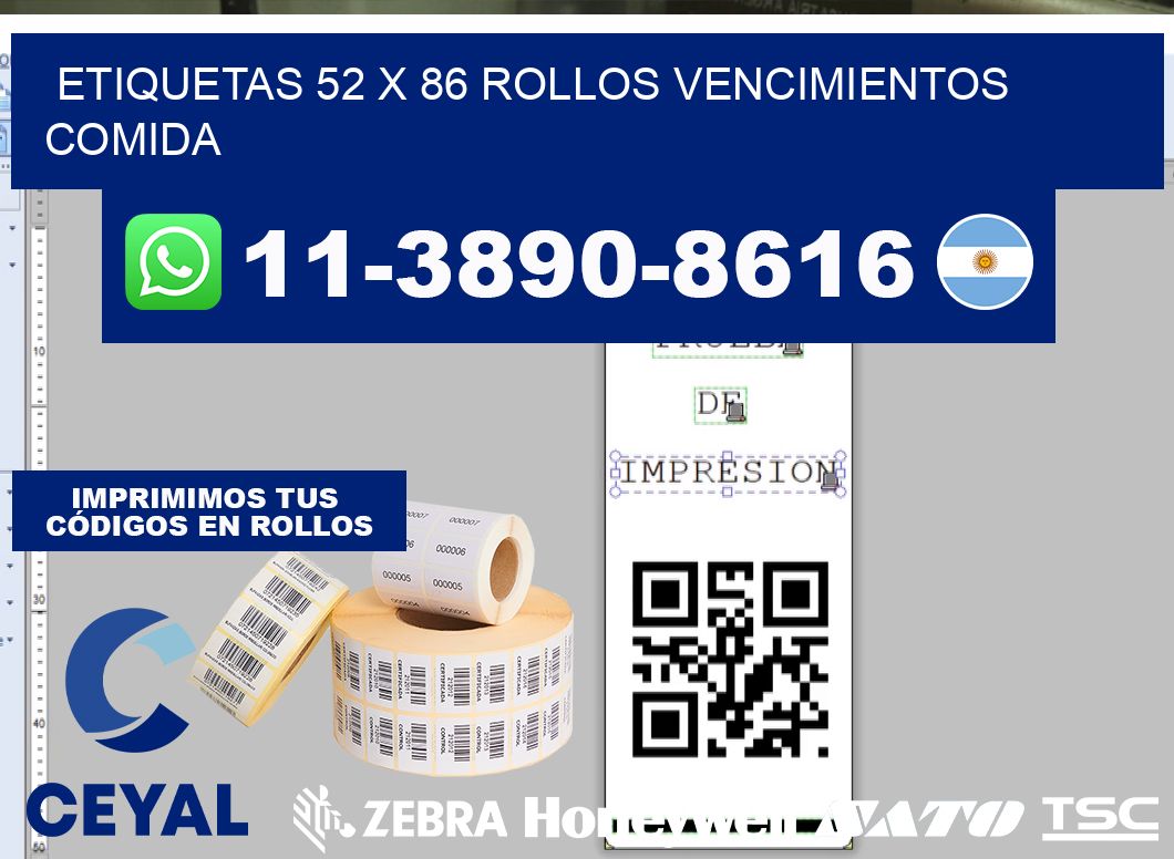etiquetas 52 x 86 rollos vencimientos comida