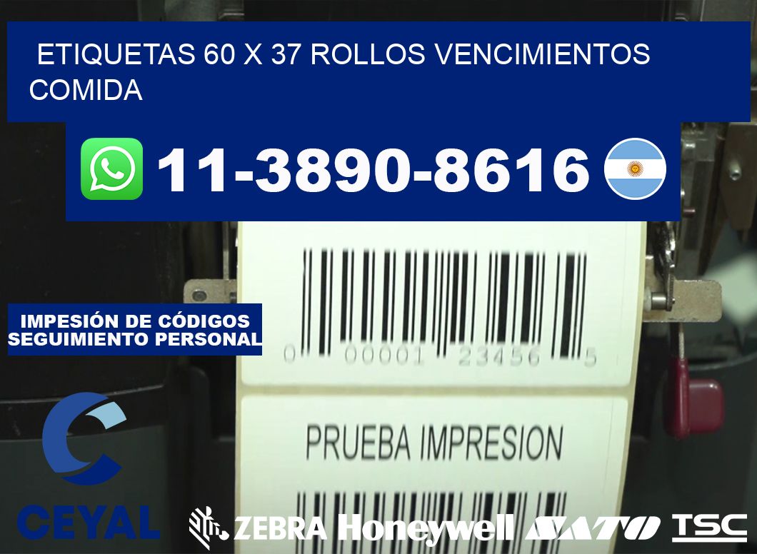 etiquetas 60 x 37 rollos vencimientos comida