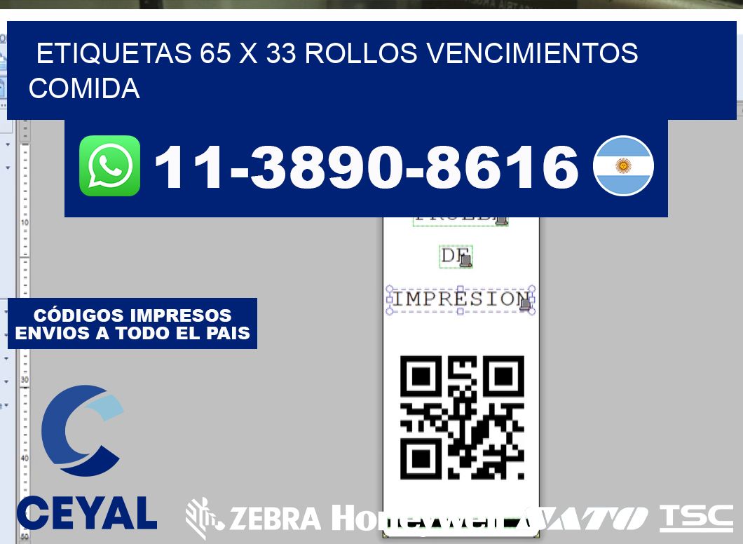 etiquetas 65 x 33 rollos vencimientos comida
