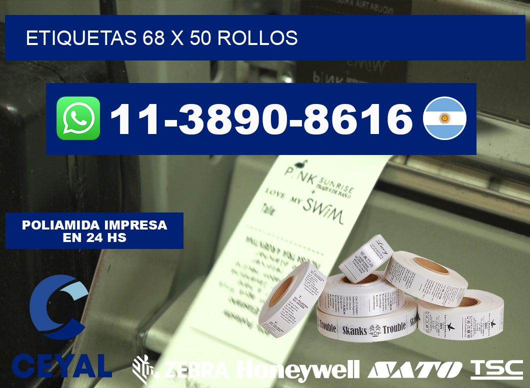 etiquetas 68 x 50 rollos