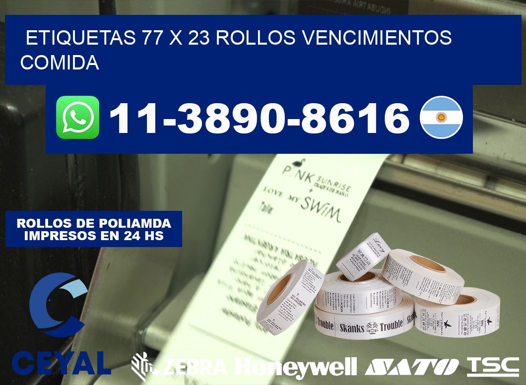 etiquetas 77 x 23 rollos vencimientos comida