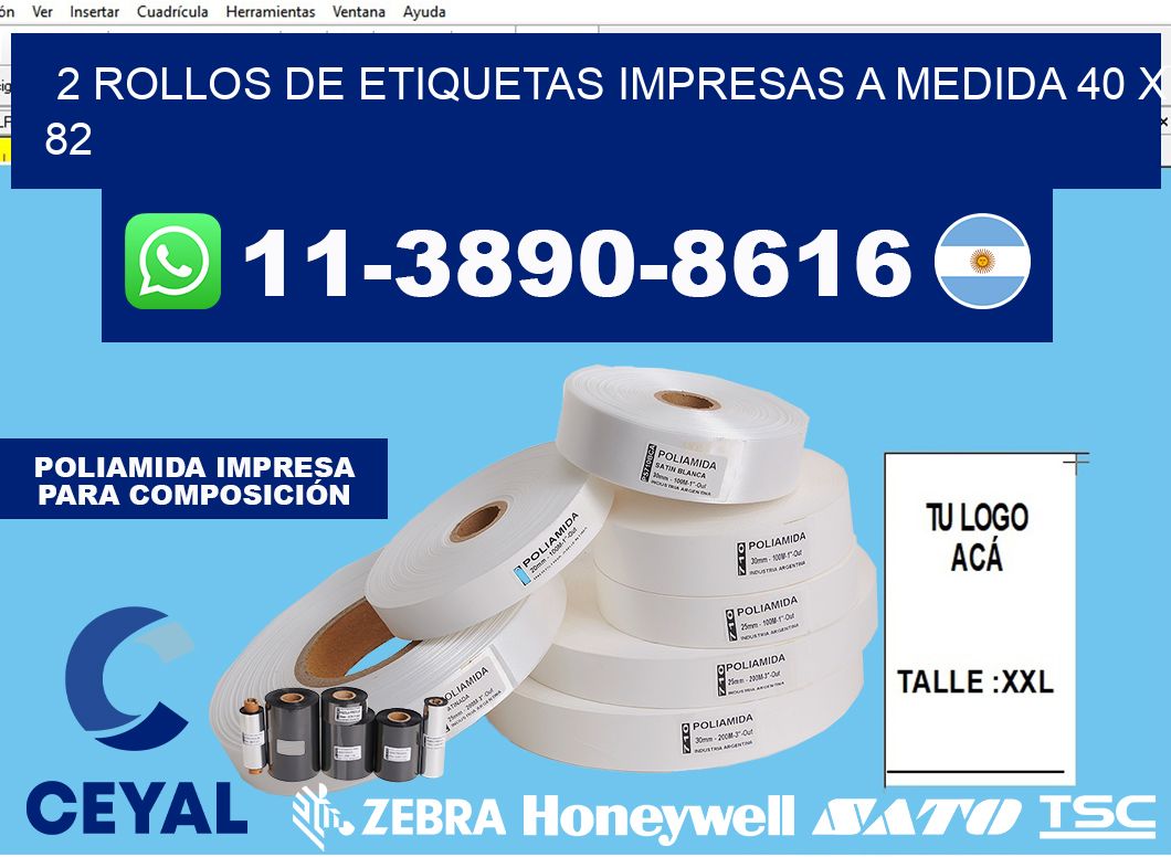 2 rollos de etiquetas impresas a medida 40 x 82