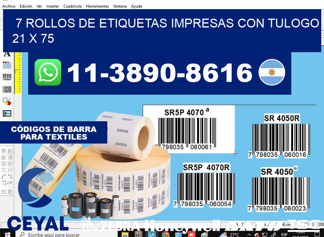 7 rollos de etiquetas impresas con tulogo 21 x 75