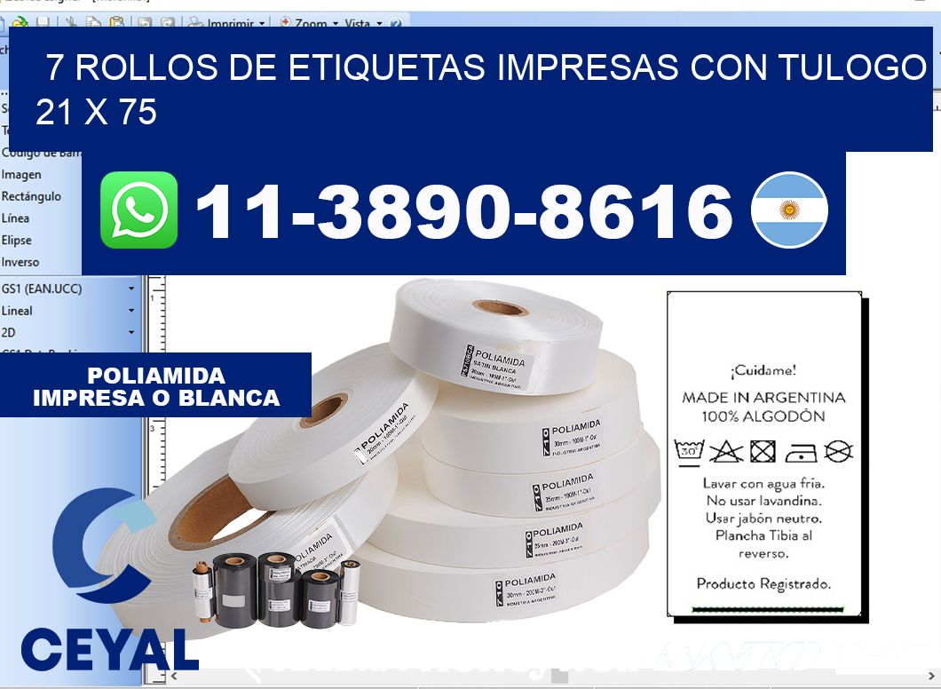 7 rollos de etiquetas impresas con tulogo 21 x 75