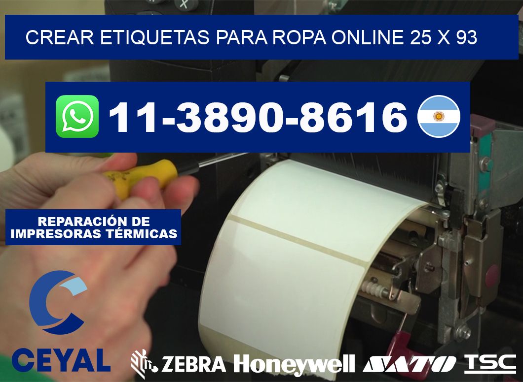 Crear etiquetas para ropa online 25 x 93