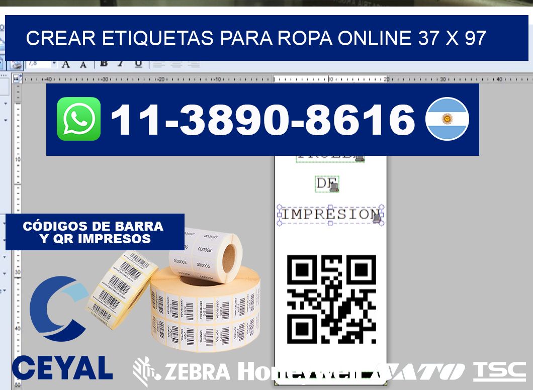 Crear etiquetas para ropa online 37 x 97