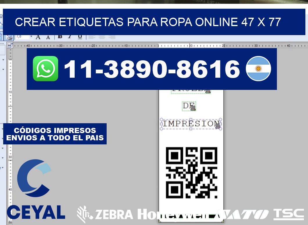 Crear etiquetas para ropa online 47 x 77