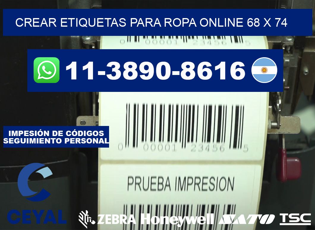 Crear etiquetas para ropa online 68 x 74