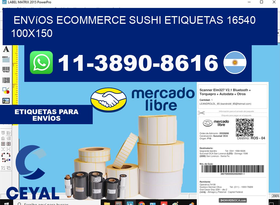 Envíos Ecommerce sushi etiquetas 16540 100x150