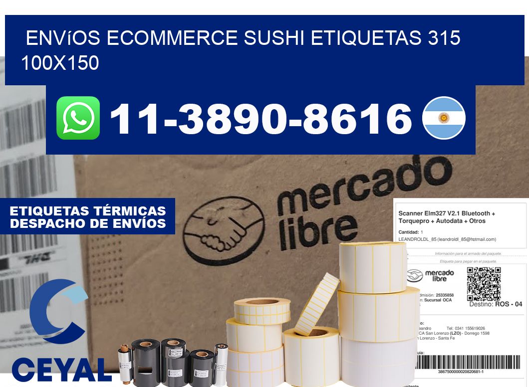 Envíos Ecommerce sushi etiquetas 315 100x150