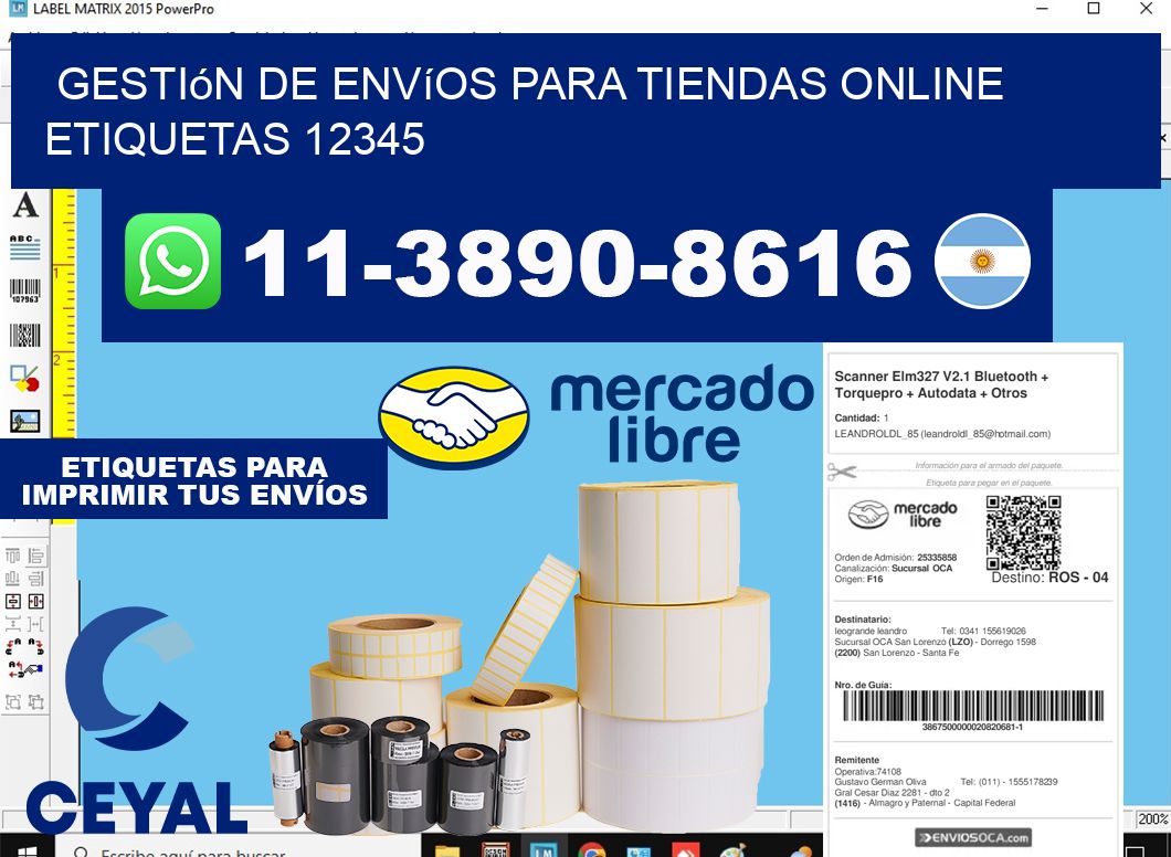 Gestión de envíos para tiendas online  etiquetas 12345