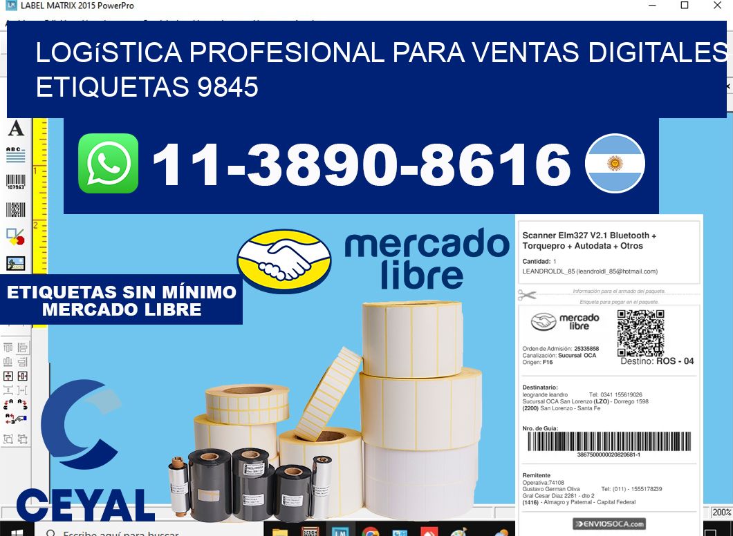 Logística profesional para ventas digitales  etiquetas 9845
