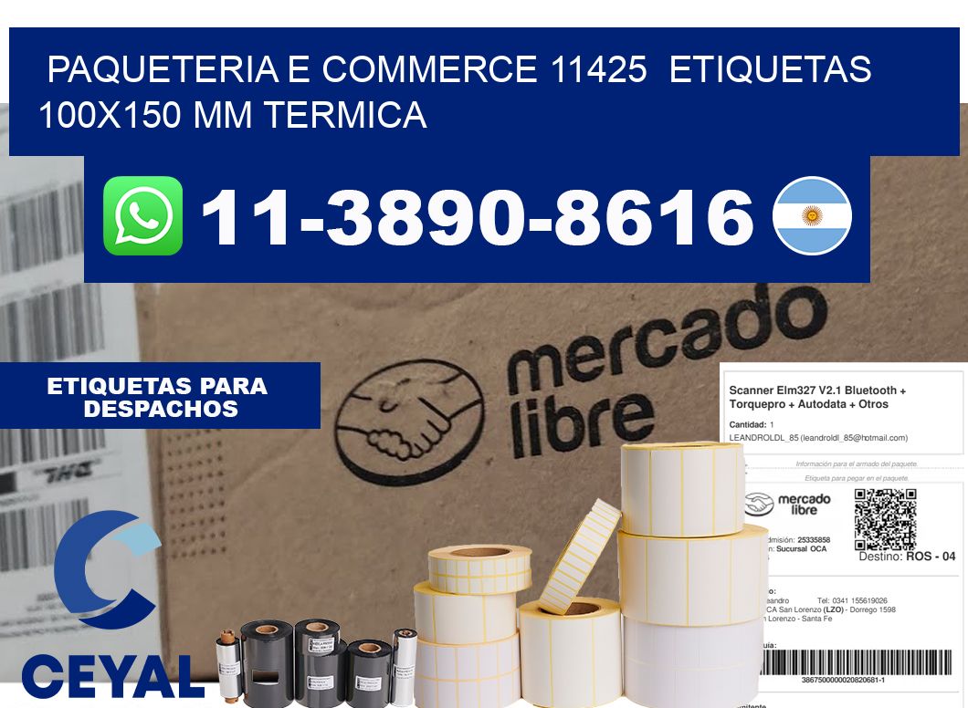 Paqueteria e commerce 11425  etiquetas 100x150 mm termica