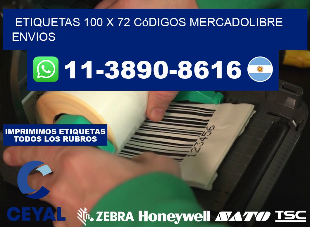 etiquetas 100 x 72 códigos mercadolibre envios
