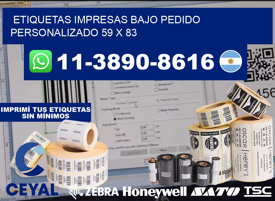 etiquetas impresas bajo pedido personalizado 59 x 83