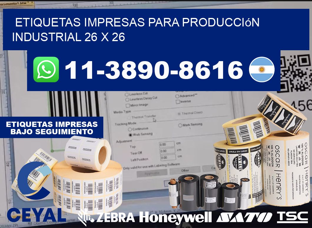 etiquetas impresas para producción industrial 26 x 26
