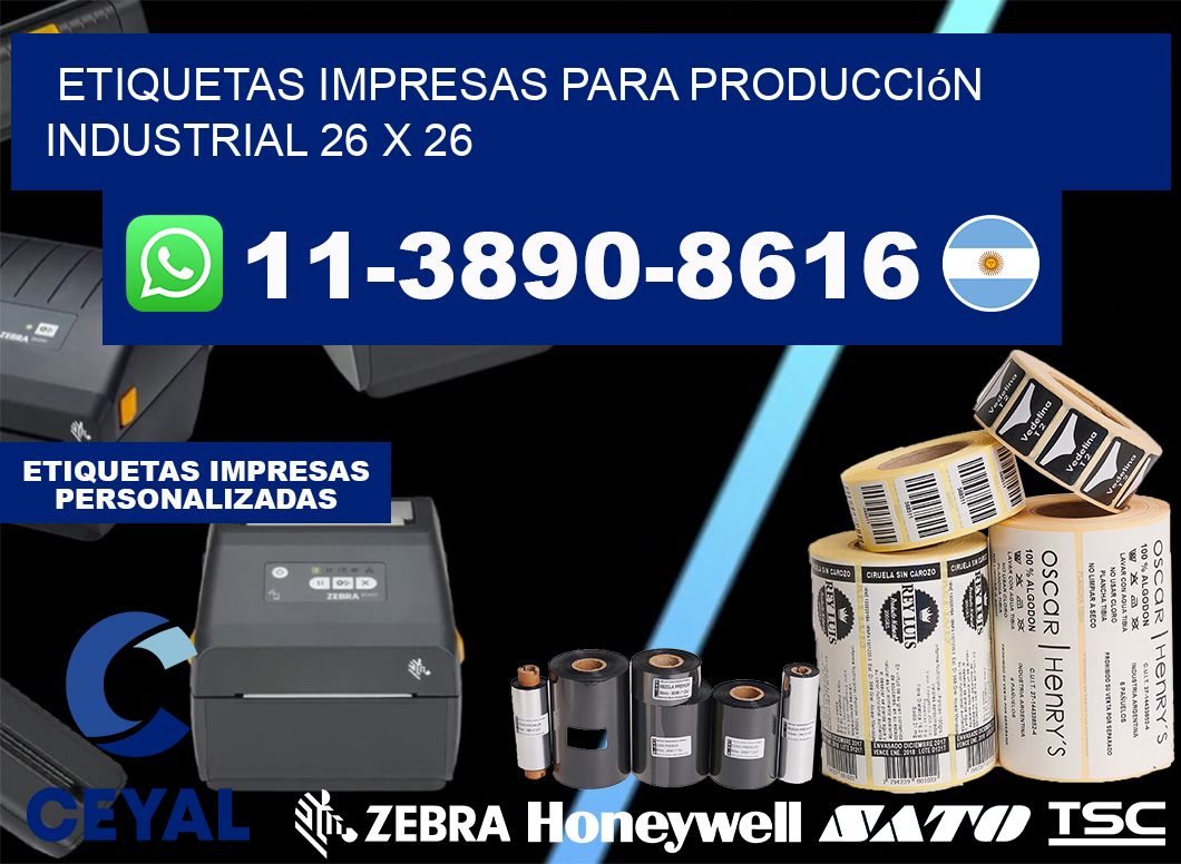etiquetas impresas para producción industrial 26 x 26