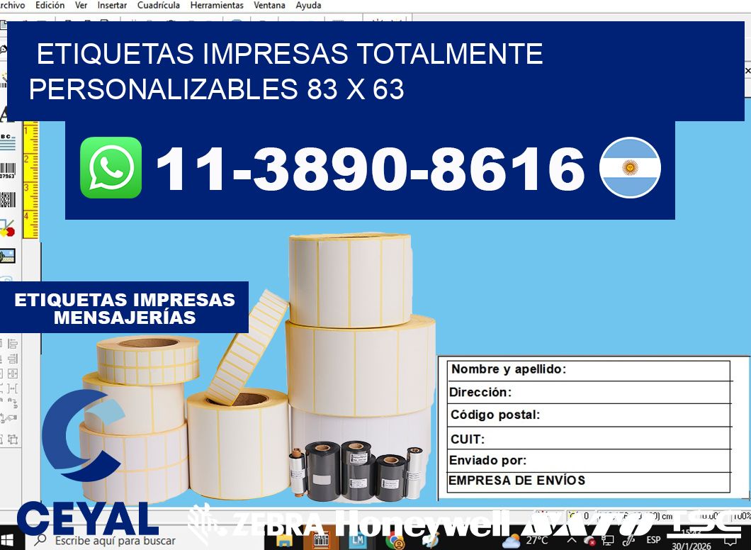 etiquetas impresas totalmente personalizables 83 x 63