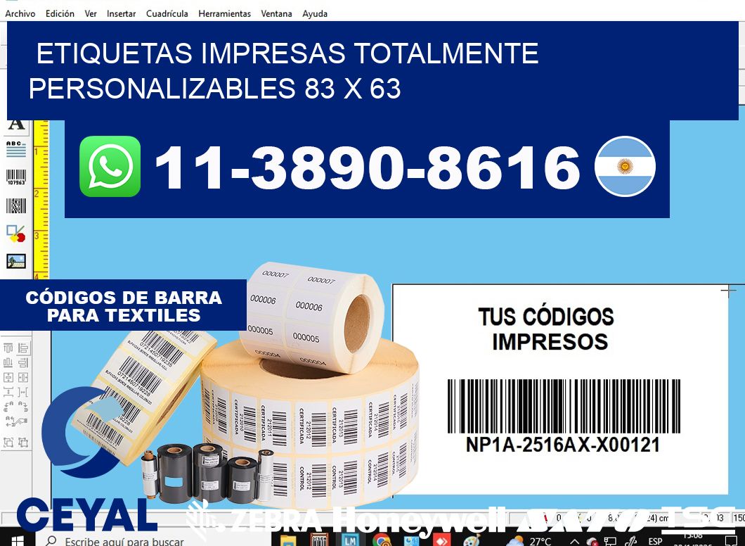 etiquetas impresas totalmente personalizables 83 x 63