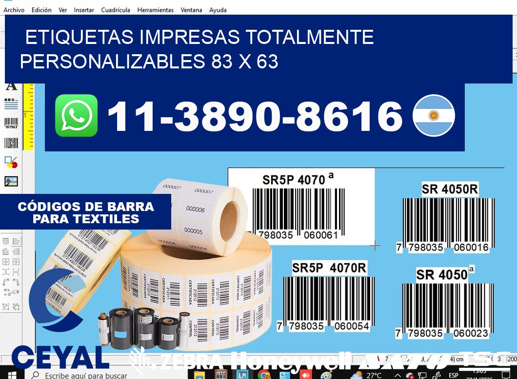 etiquetas impresas totalmente personalizables 83 x 63