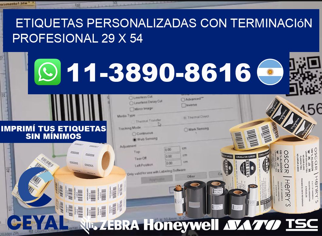 etiquetas personalizadas con terminación profesional 29 x 54