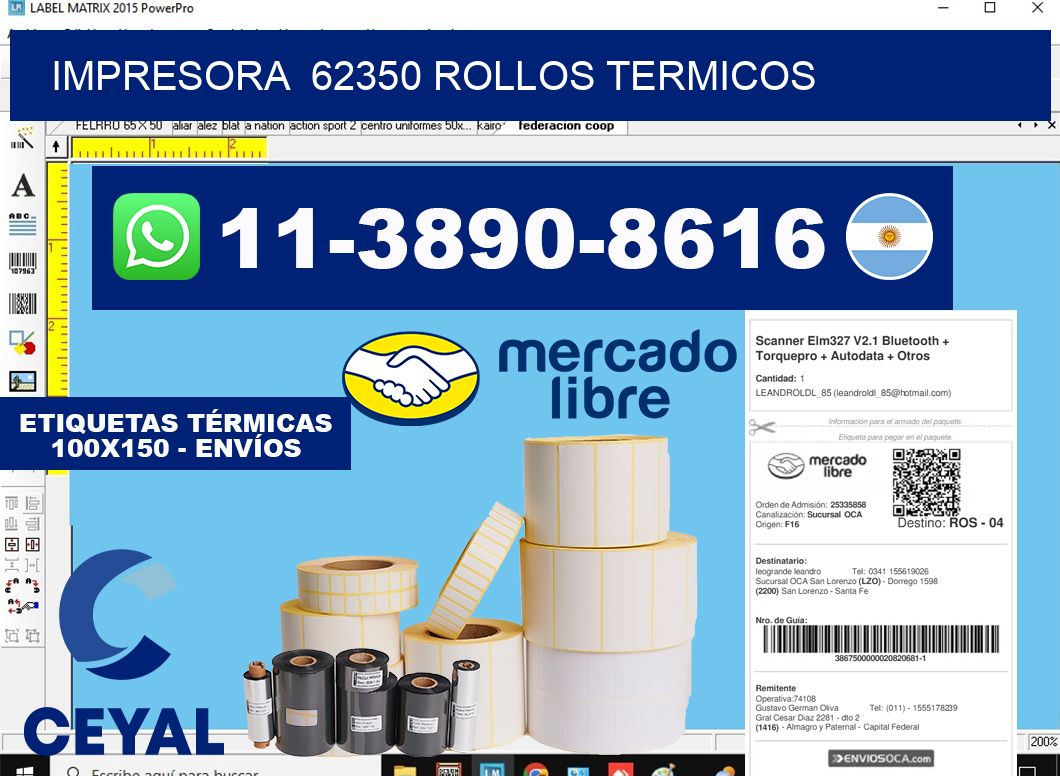 impresora  62350 rollos termicos