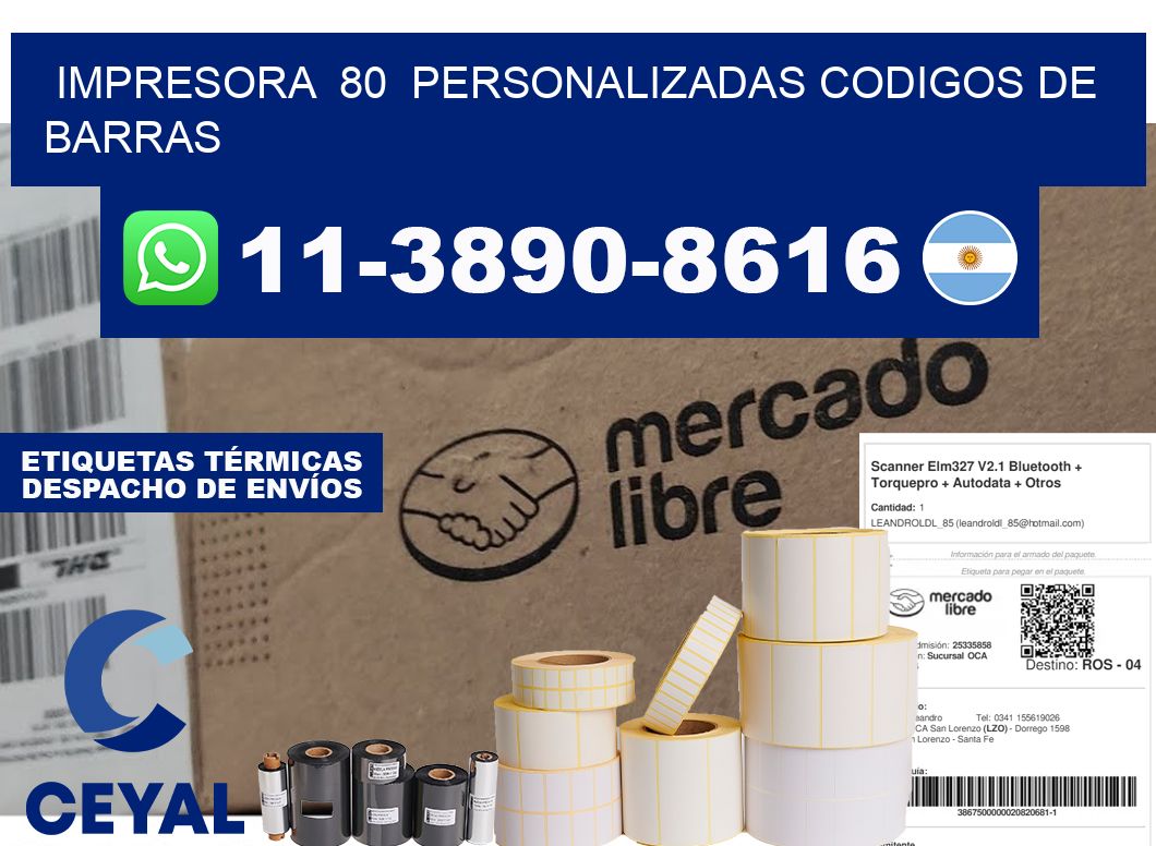 impresora  80  personalizadas codigos de barras