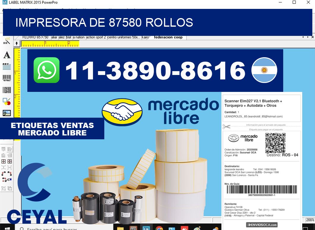 impresora de 87580 rollos