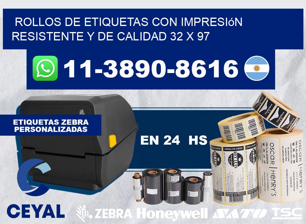 rollos de etiquetas con impresión resistente y de calidad 32 x 97